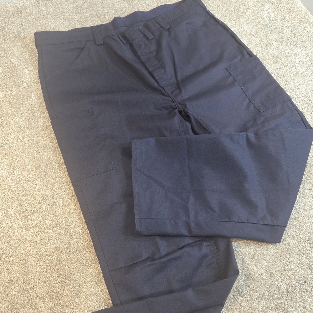 Red Cap Work Pants Navy Blue Flat Front Men's‎ Size 46x32 Durable  Cargo